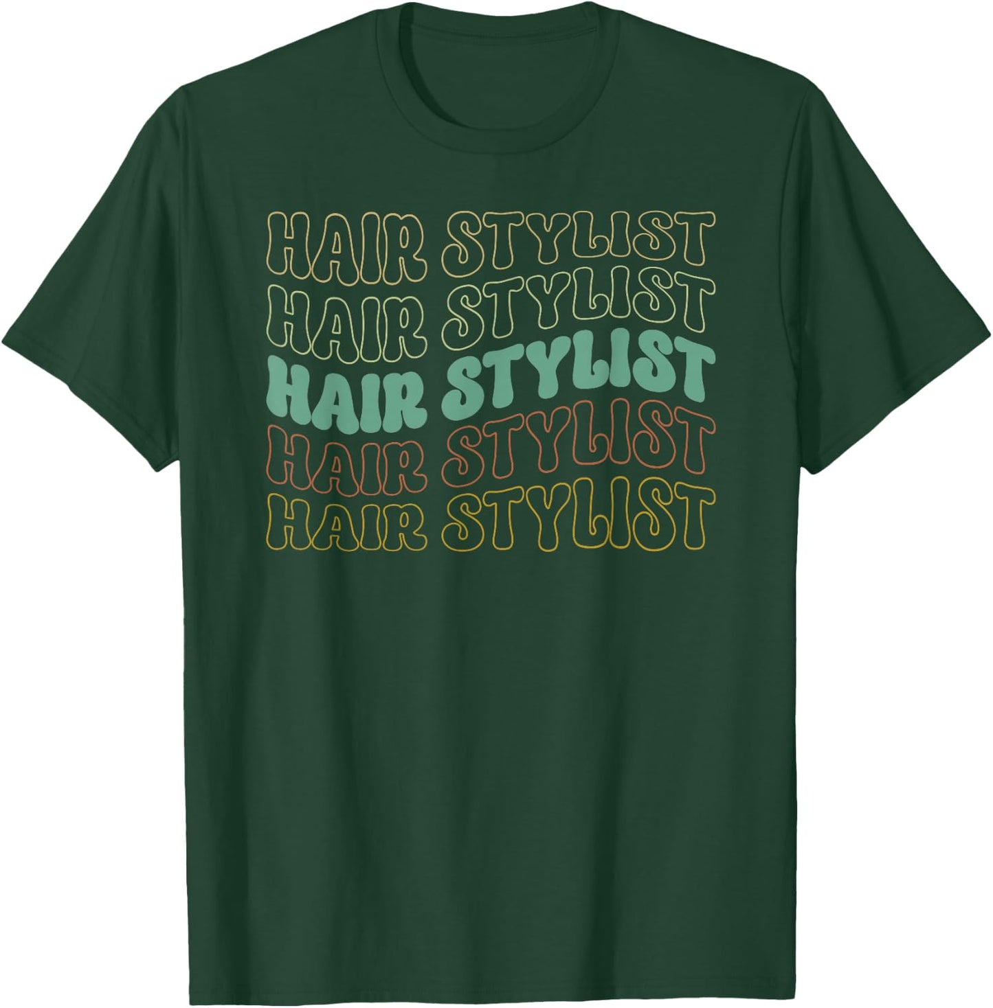 Hair Stylist Retro Groovy Hairdresser Salon Barber Men Women T-Shirt - T-Shirt | Forest
