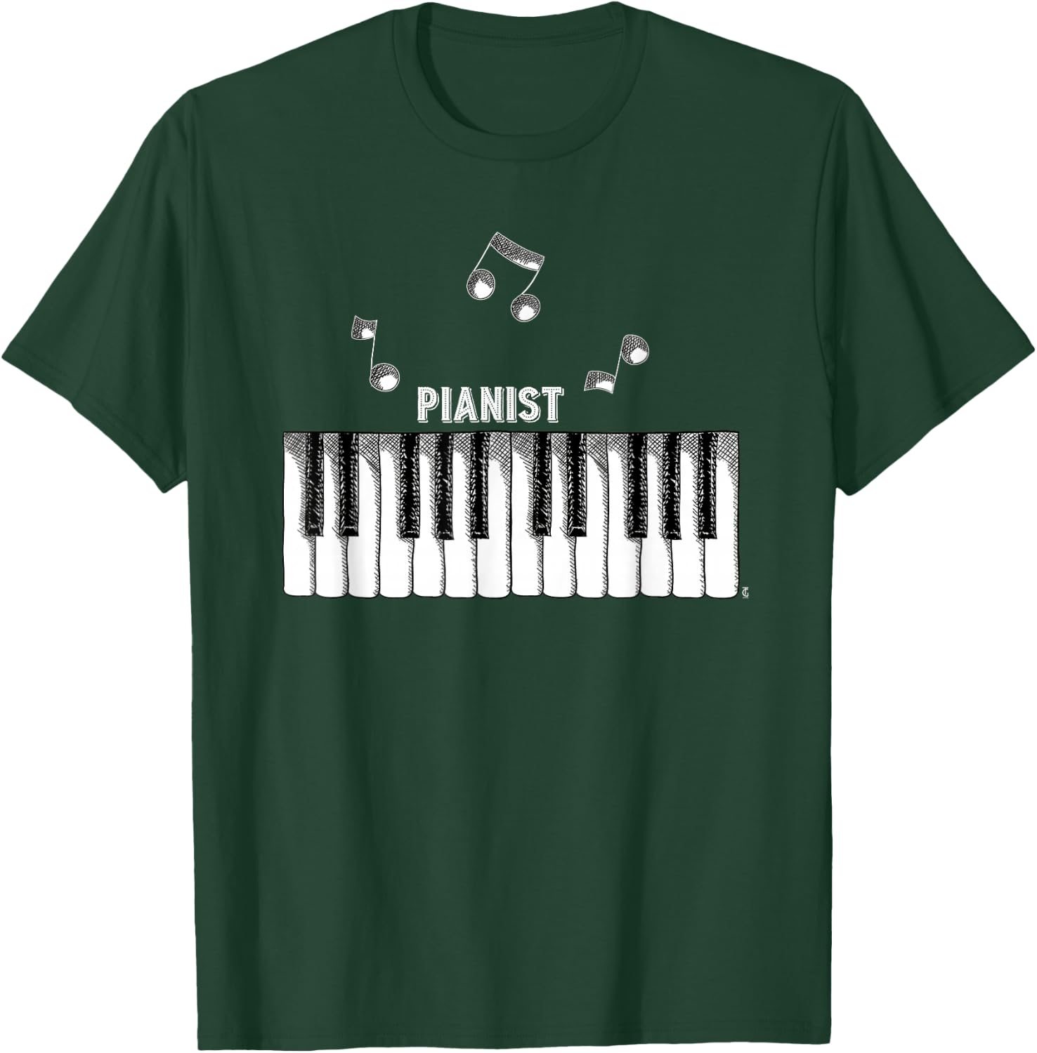Distressed Vintage Piano Keys Pianist Keyboardist T-Shirt - T-Shirt | Forest