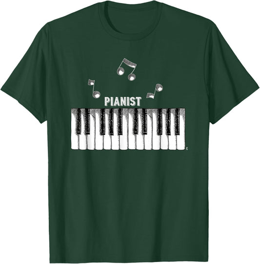Distressed Vintage Piano Keys Pianist Keyboardist T-Shirt - T-Shirt | Forest