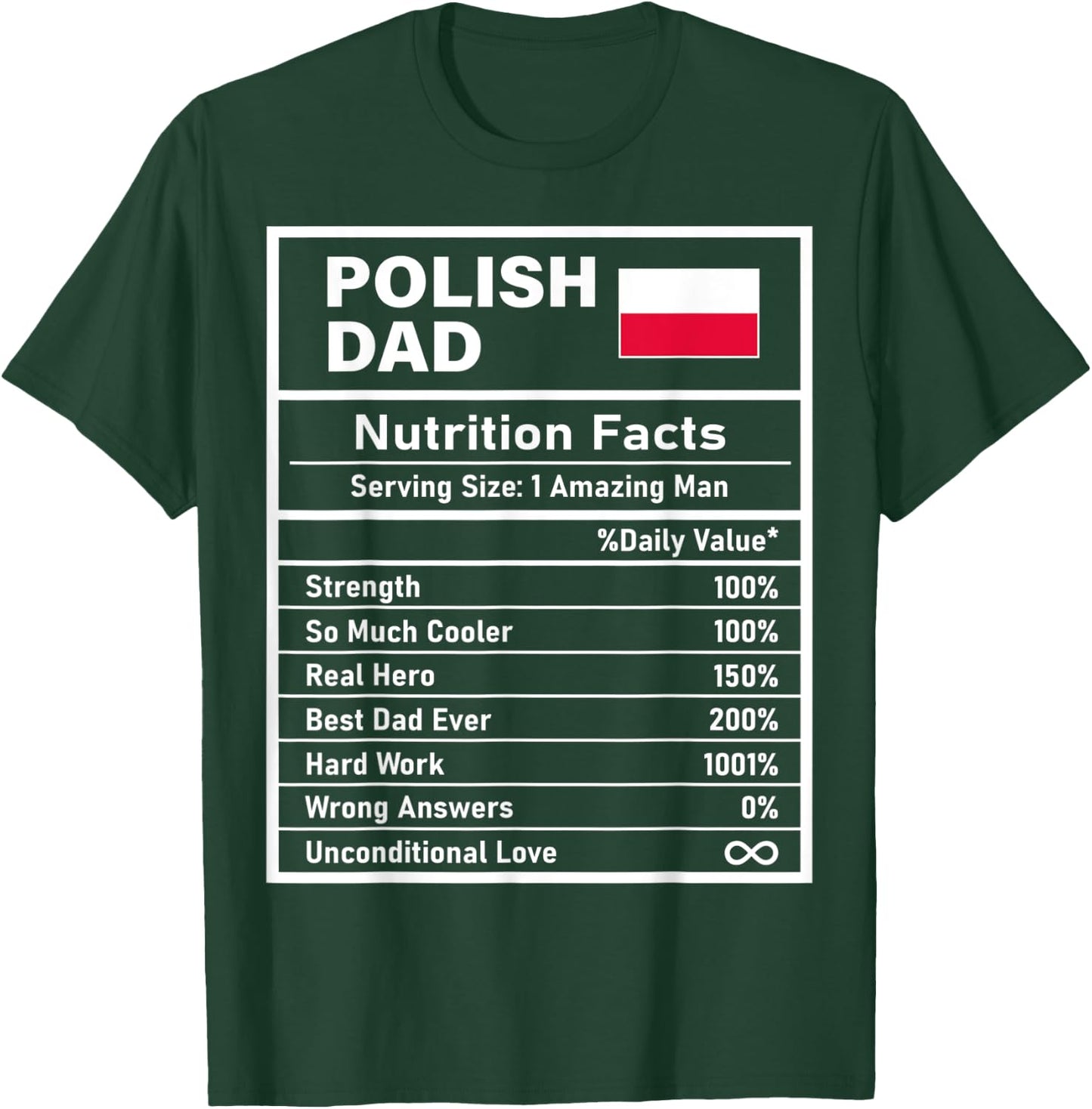 Polish Dad Nutrition Facts Father's Day National Heritage T-Shirt - T-Shirt | Forest