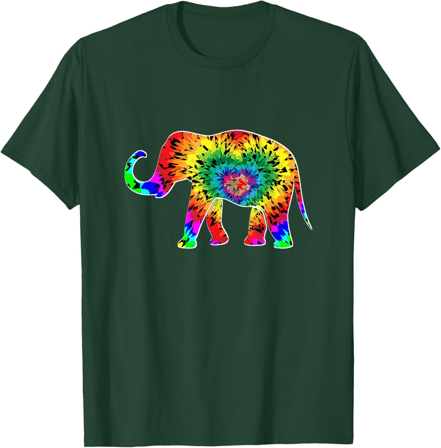Tie Dye Elephant Hippie 70s Vintage Elephant Lover T-Shirt - T-Shirt | Forest