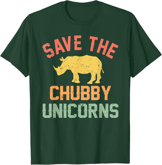Save the Chubby Unicorns T Shirt Vintage Colors Distressed T-Shirt - T-Shirt | Forest