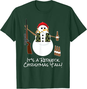 Funny Redneck Gift Snowman Beer Rifle T-Shirt - T-Shirt | Forest
