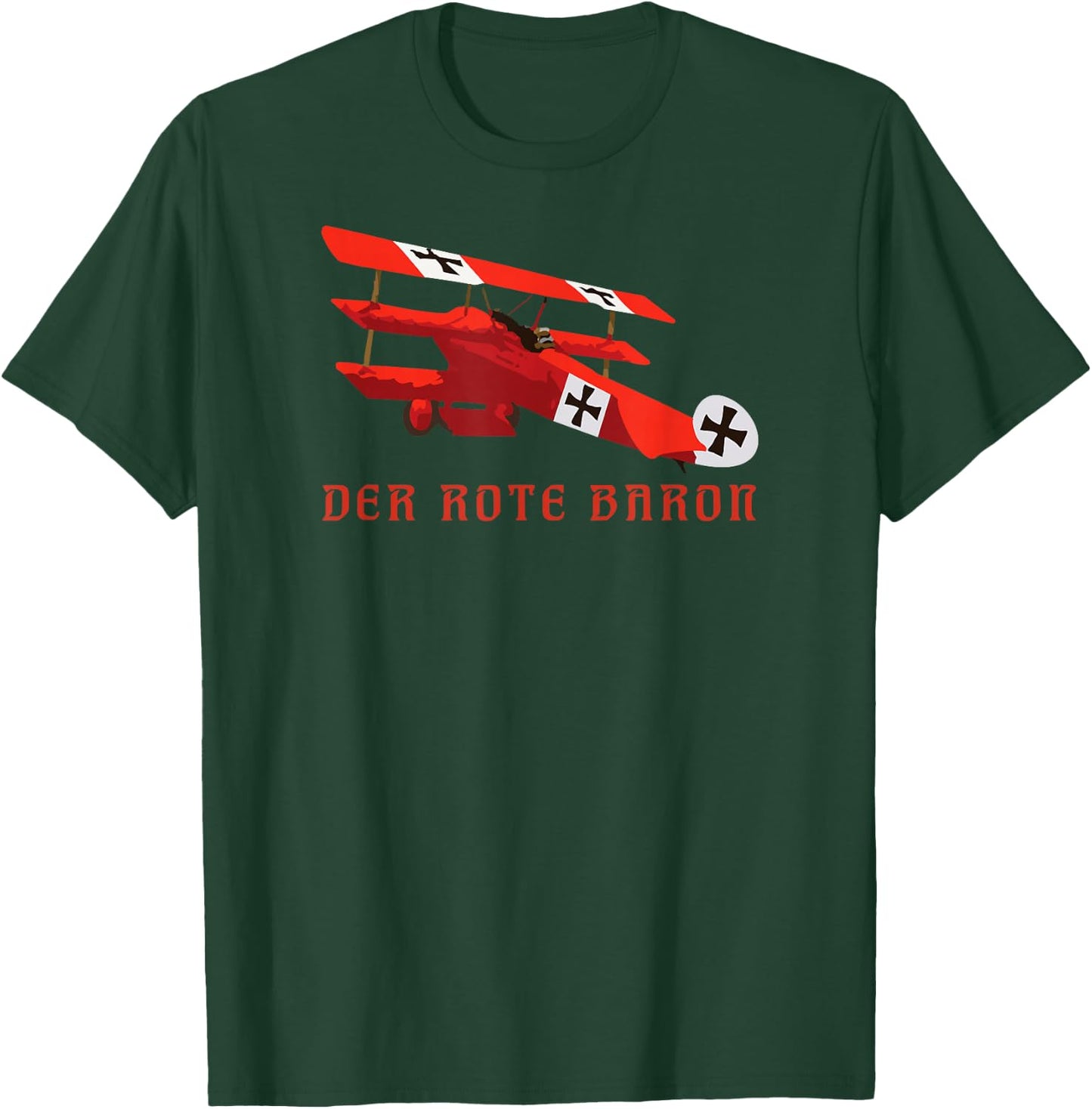 Red Rote Baron Fokker DR1 Triplane WWI Fighter Plane T-Shirt - T-Shirt | Forest