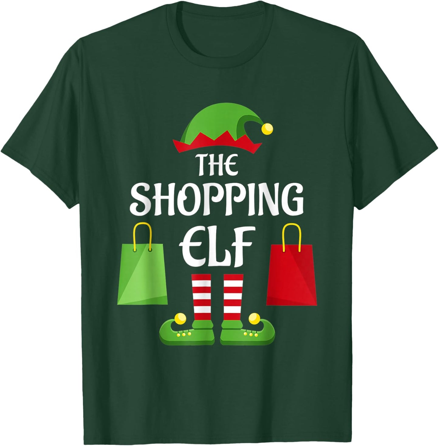 Shopping Elf Family Matching Group Christmas Shopper T-Shirt - T-Shirt | Forest