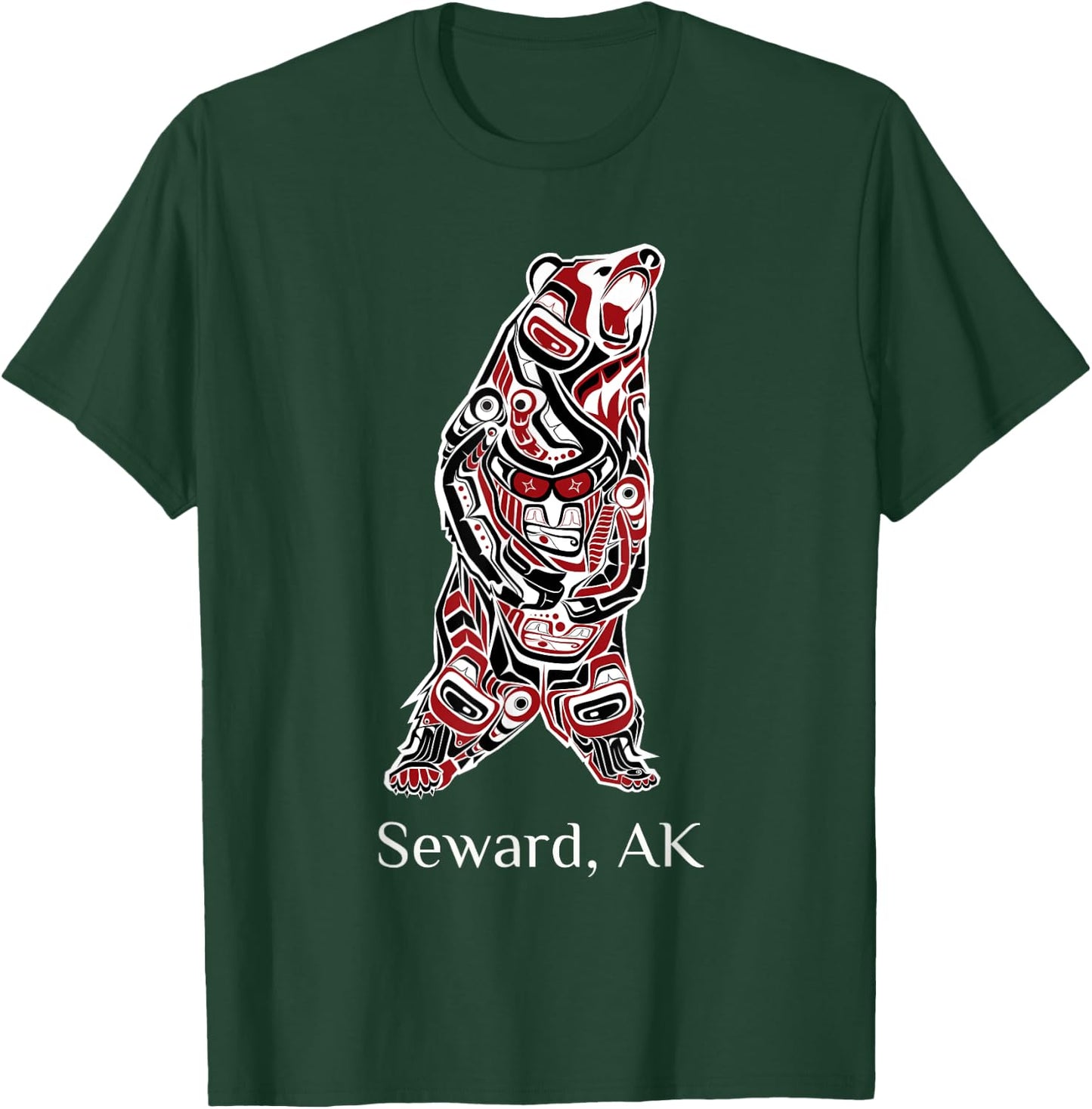 Seward Alaska Native American Indian Brown Grizzly Bear Gift T-Shirt - T-Shirt | Forest