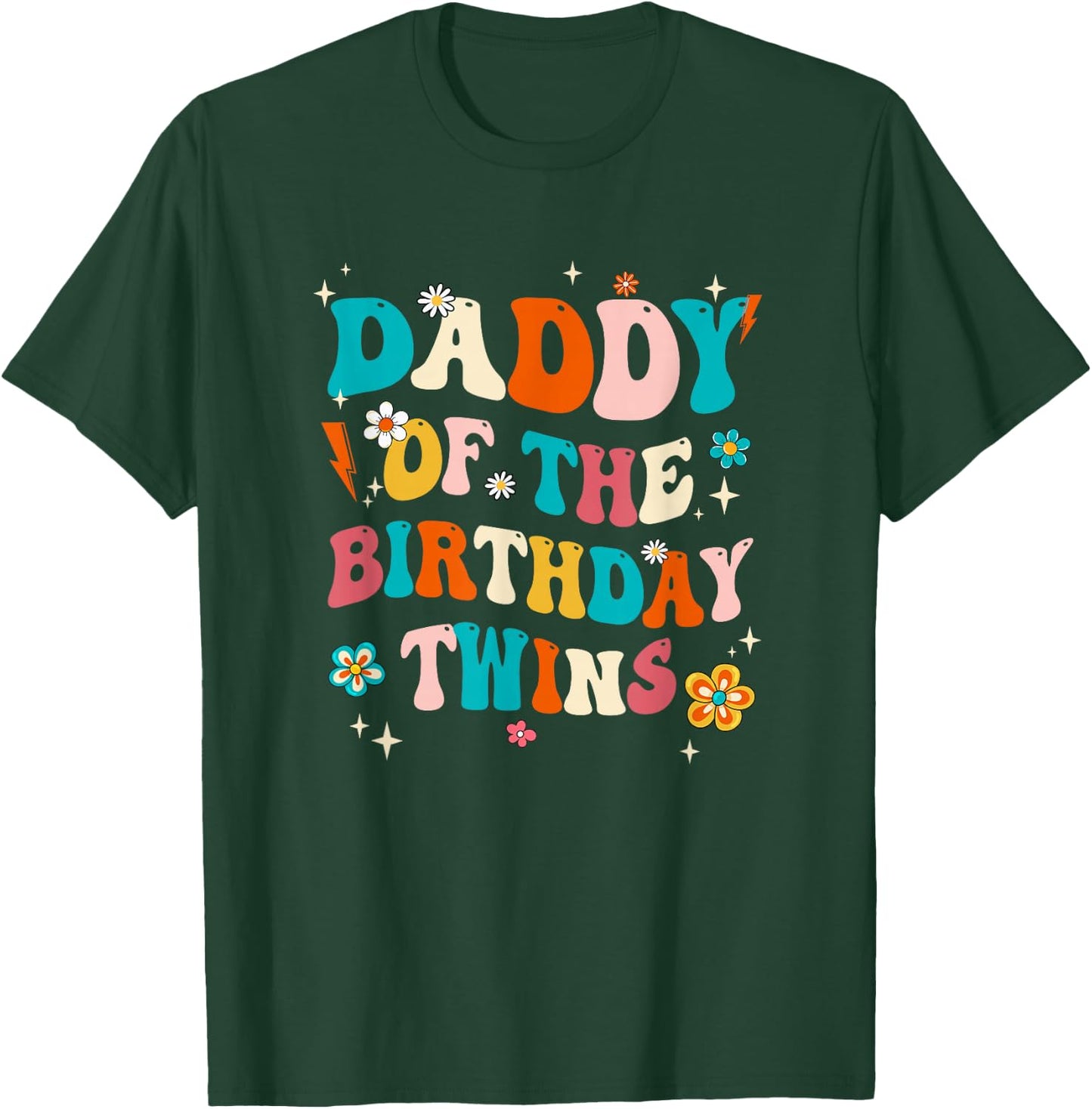 Daddy of The Birthday Twins Boys Girls Party Retro Bday T-Shirt - T-Shirt | Forest