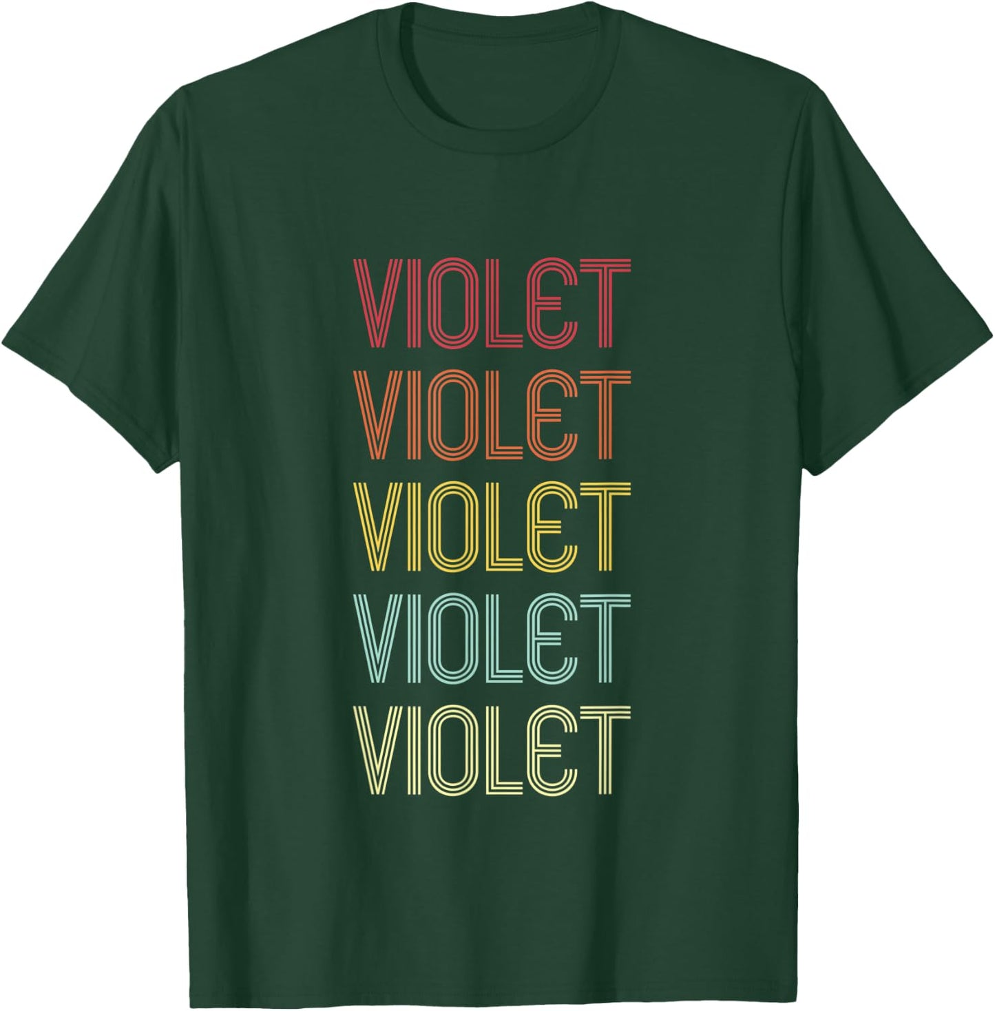Violet Retro Wordmark Pattern Vintage Personalized 70s T-Shirt - T-Shirt | Forest