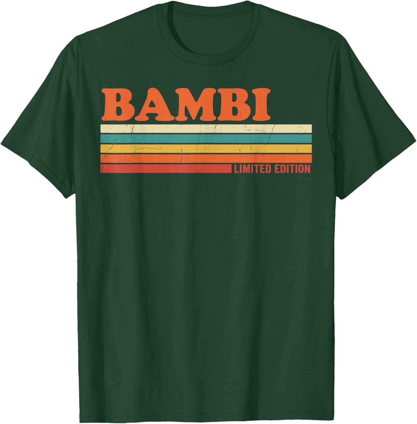 Bambi Retro Personalized First Name Vintage Stripes T-Shirt - T-Shirt | Forest