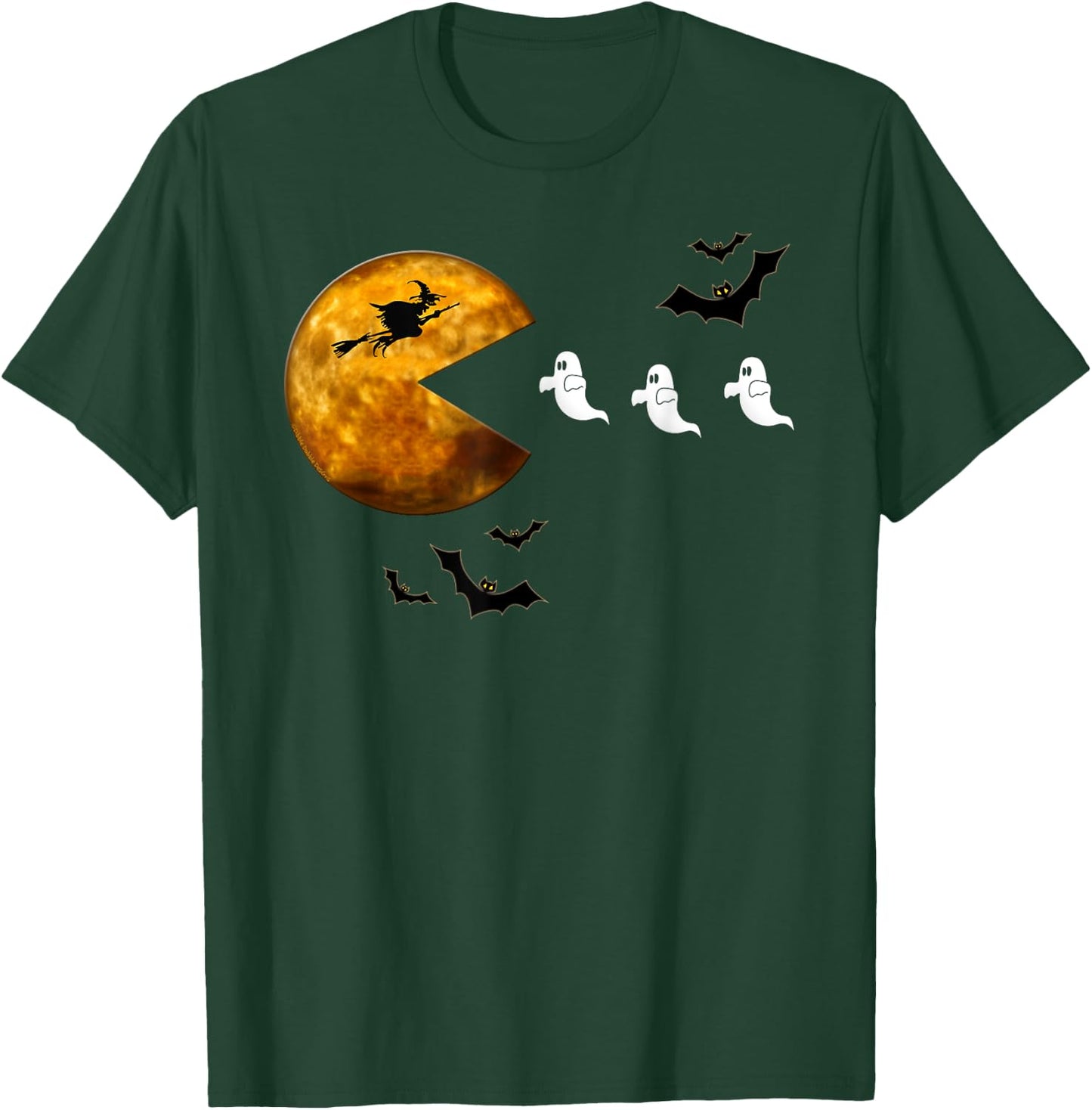 Funny Halloween Full Moon Eating Ghosts - Halloween T-Shirt - T-Shirt | Forest