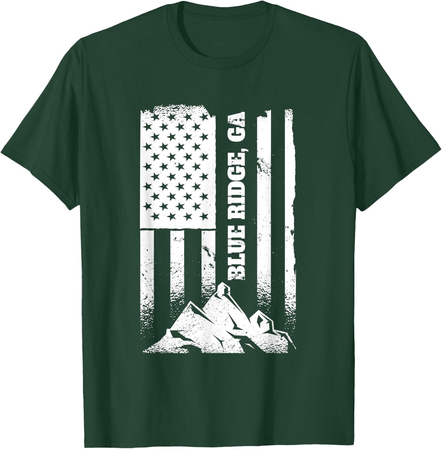 Blue Ridge GA Georgia American Distressed Patriotic Flag Kids Men T-Shirt - T-Shirt | Forest
