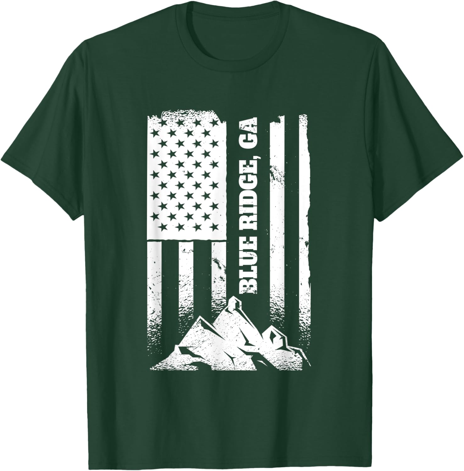 Blue Ridge GA Georgia American Distressed Patriotic Flag Kids Men T-Shirt - T-Shirt | Forest