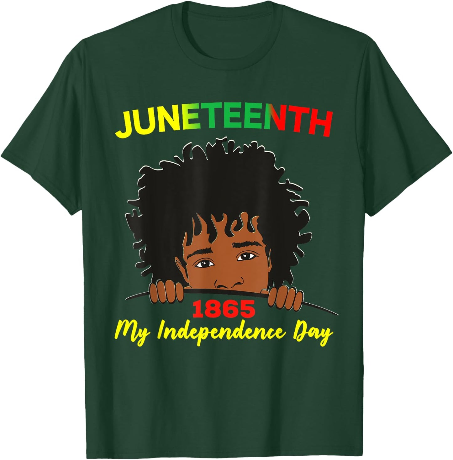 Happy Juneteenth Independence Teen Youth Afro Locs Black Boy T-Shirt - T-Shirt | Forest