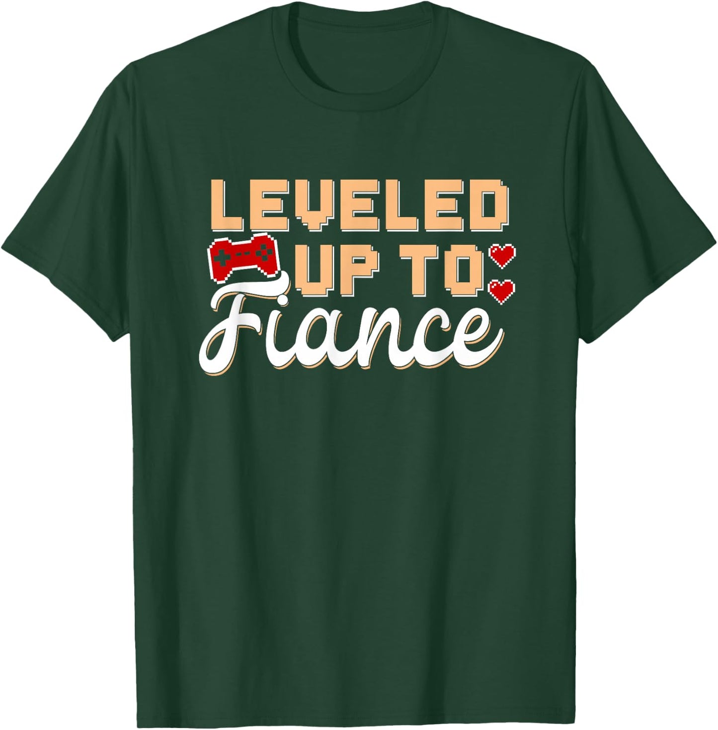 Fiance Gamer Leveled Up Engagement Newly Engaged Couple T-Shirt - T-Shirt | Forest