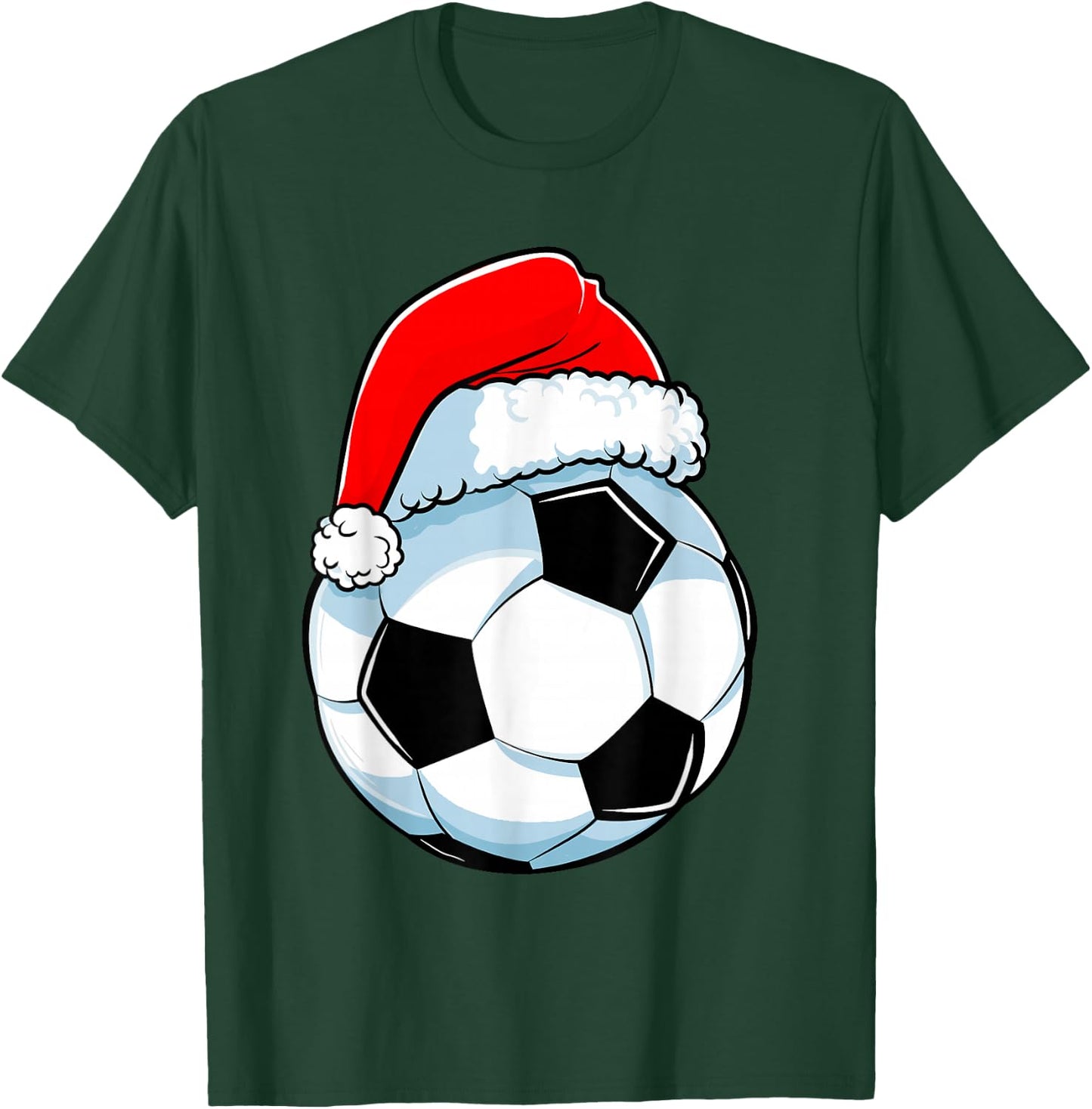 Soccer Christmas Funny Santa Hat Ball Sports Men Kids Boys T-Shirt - T-Shirt | Forest