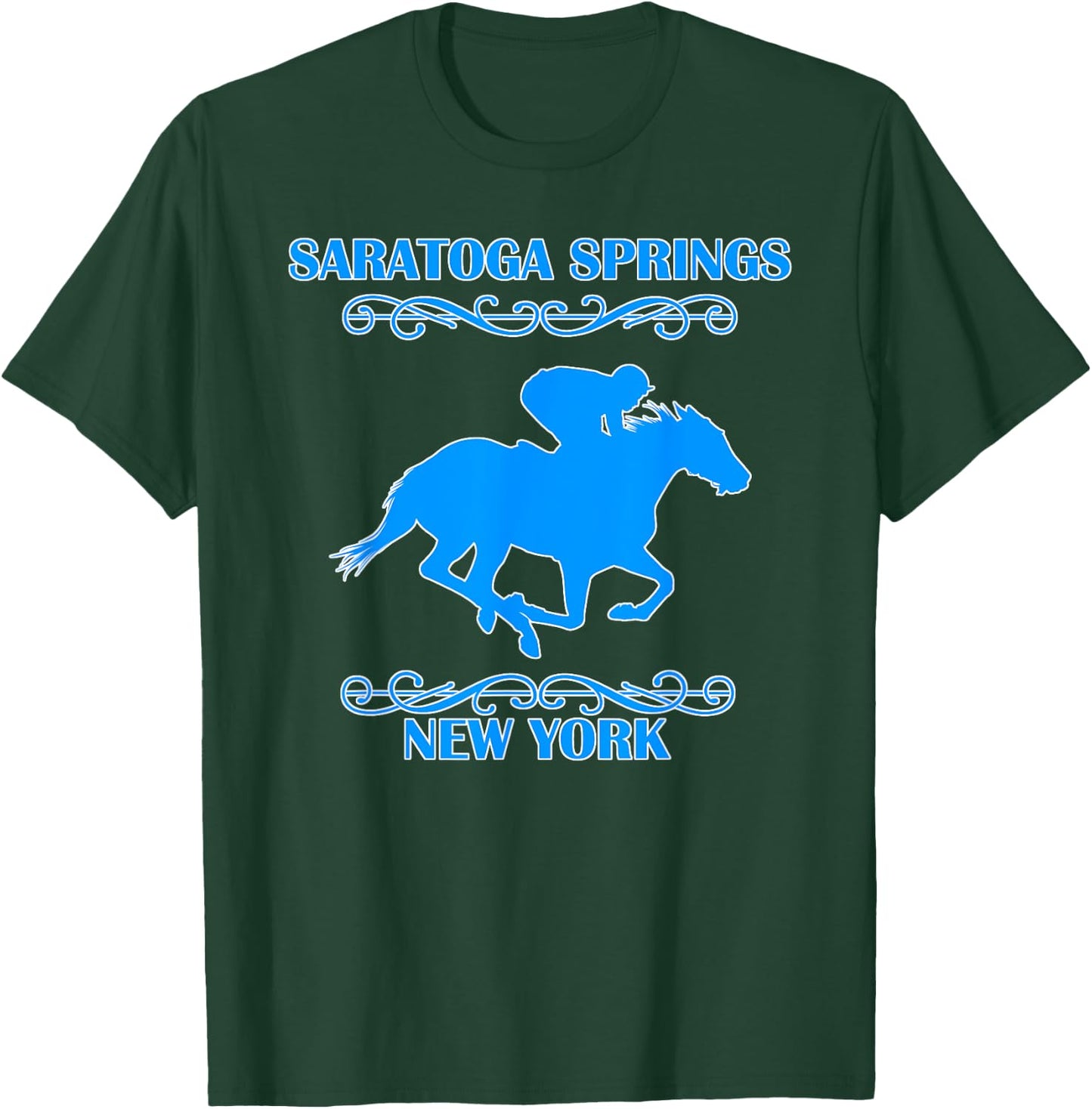 Saratoga Springs Upstate New York Horse Racing Jockey T-Shirt - T-Shirt | Forest