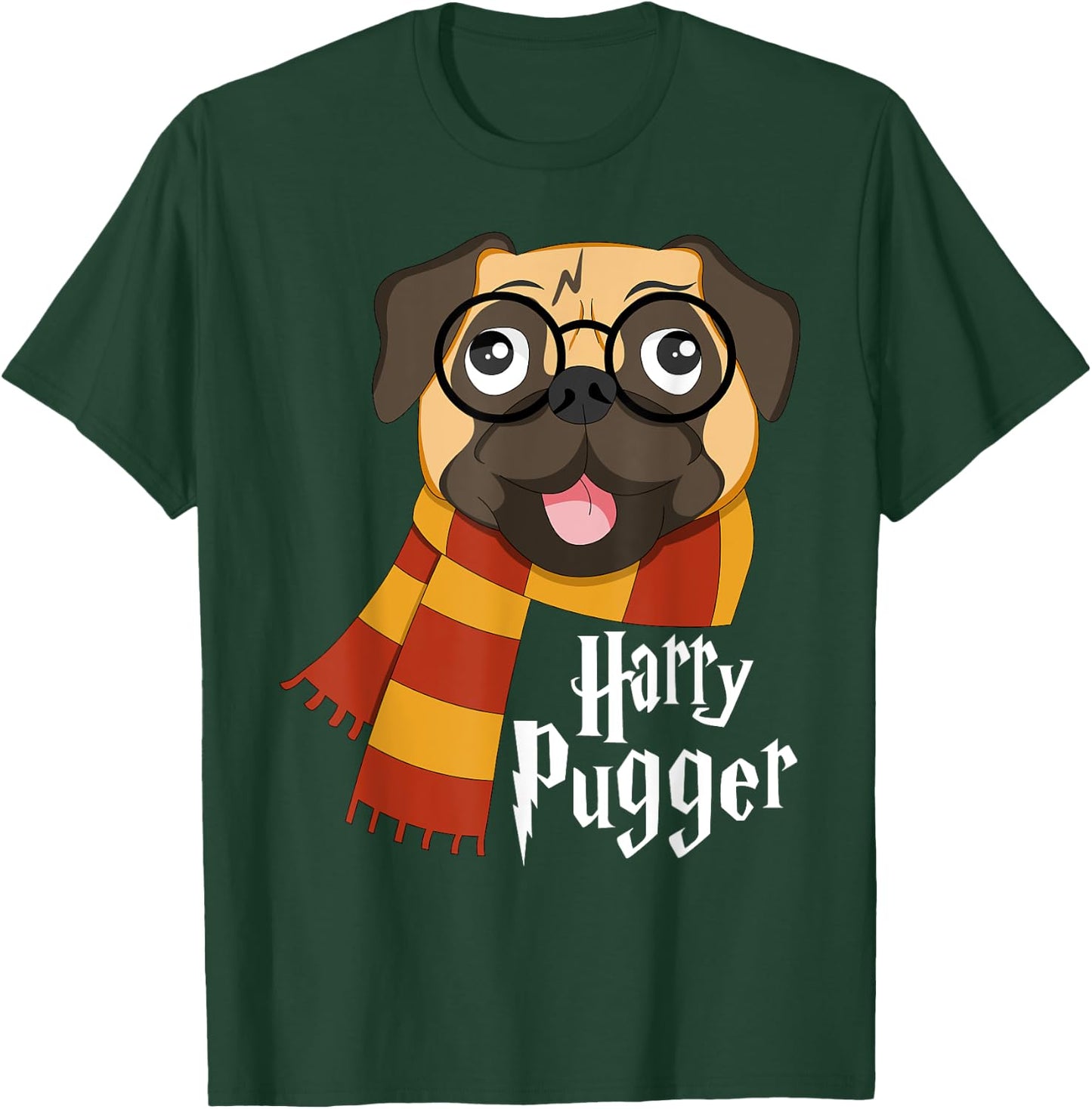 YO MINUS Harry Pugger Funny Pug Owner Wizard Lover T-Shirt - T-Shirt | Forest