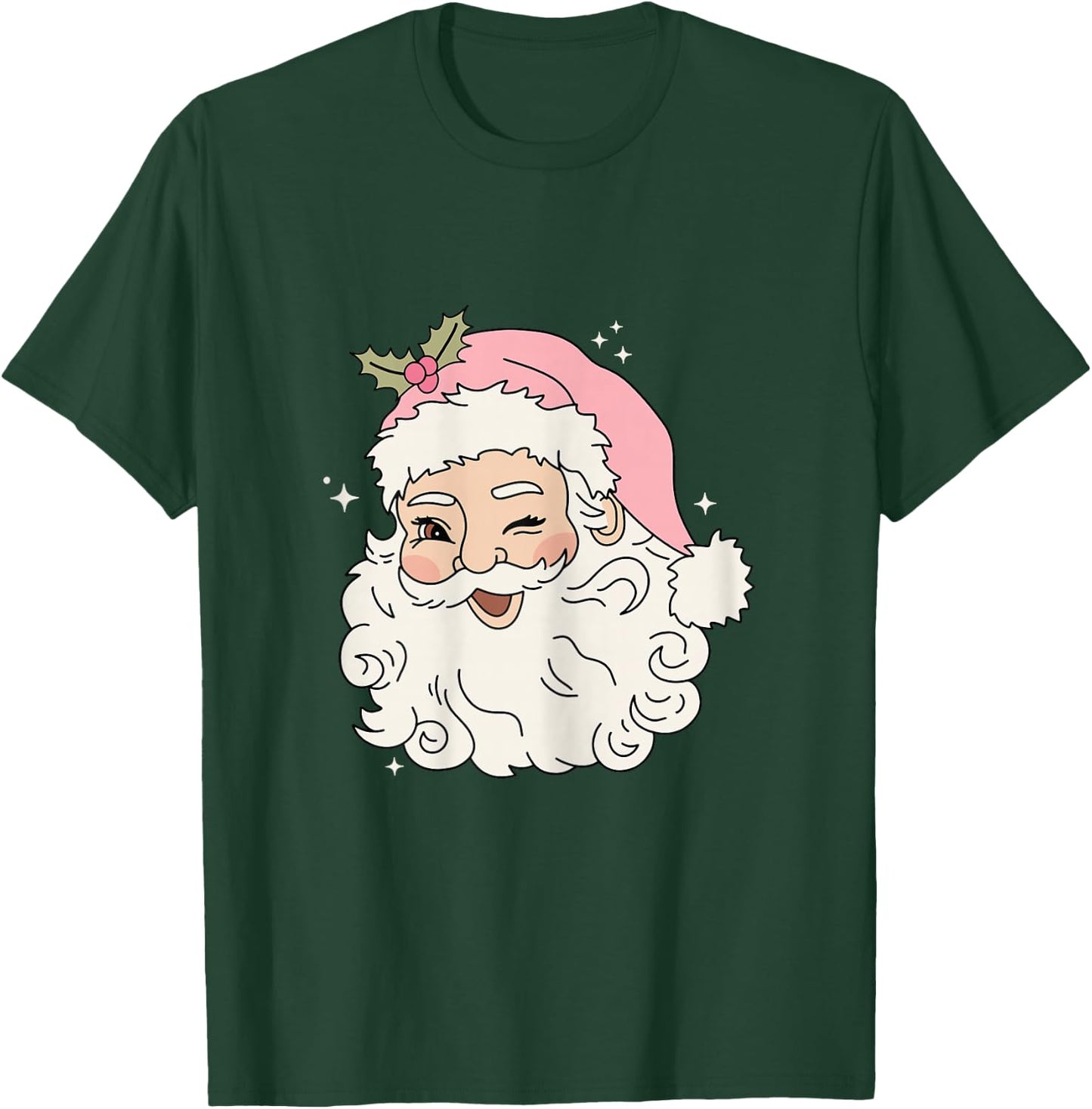Pink Retro Vintage Santa Christmas Women, Girls T-Shirt - T-Shirt | Forest