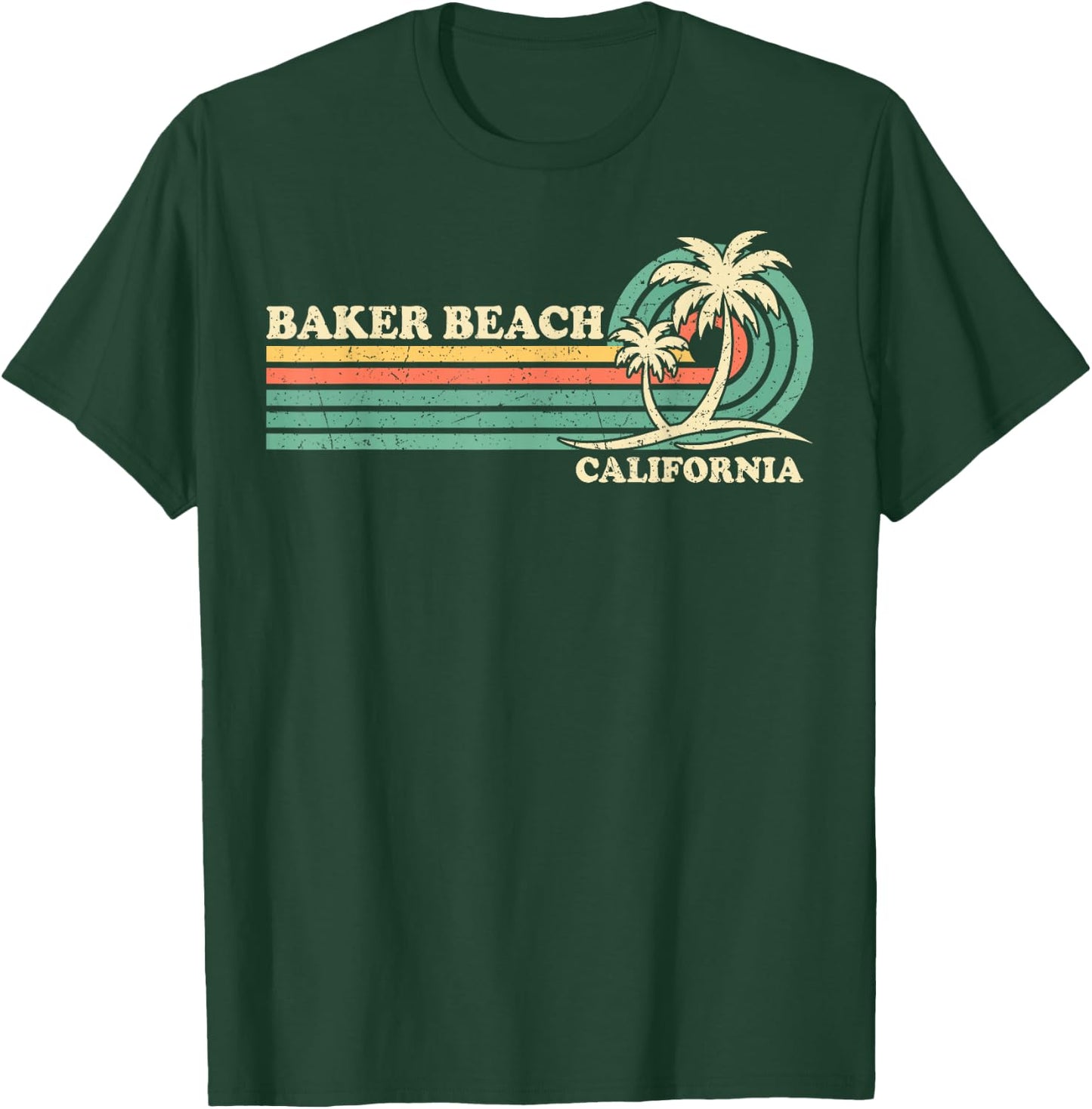 Vintage Retro Summer Vacation California Baker Beach T-Shirt - T-Shirt | Forest
