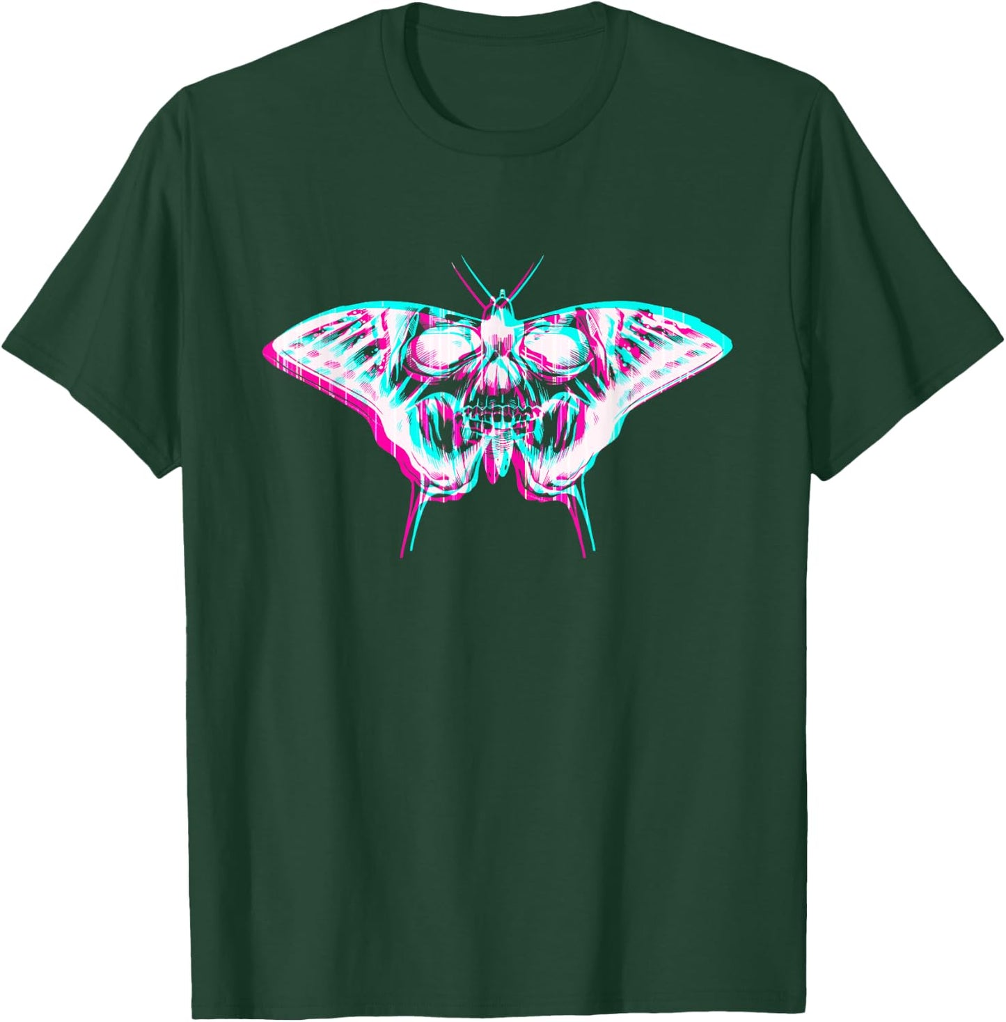 Aesthetic Pastel Goth Butterfly Skull Glitch T-Shirt - T-Shirt | Forest