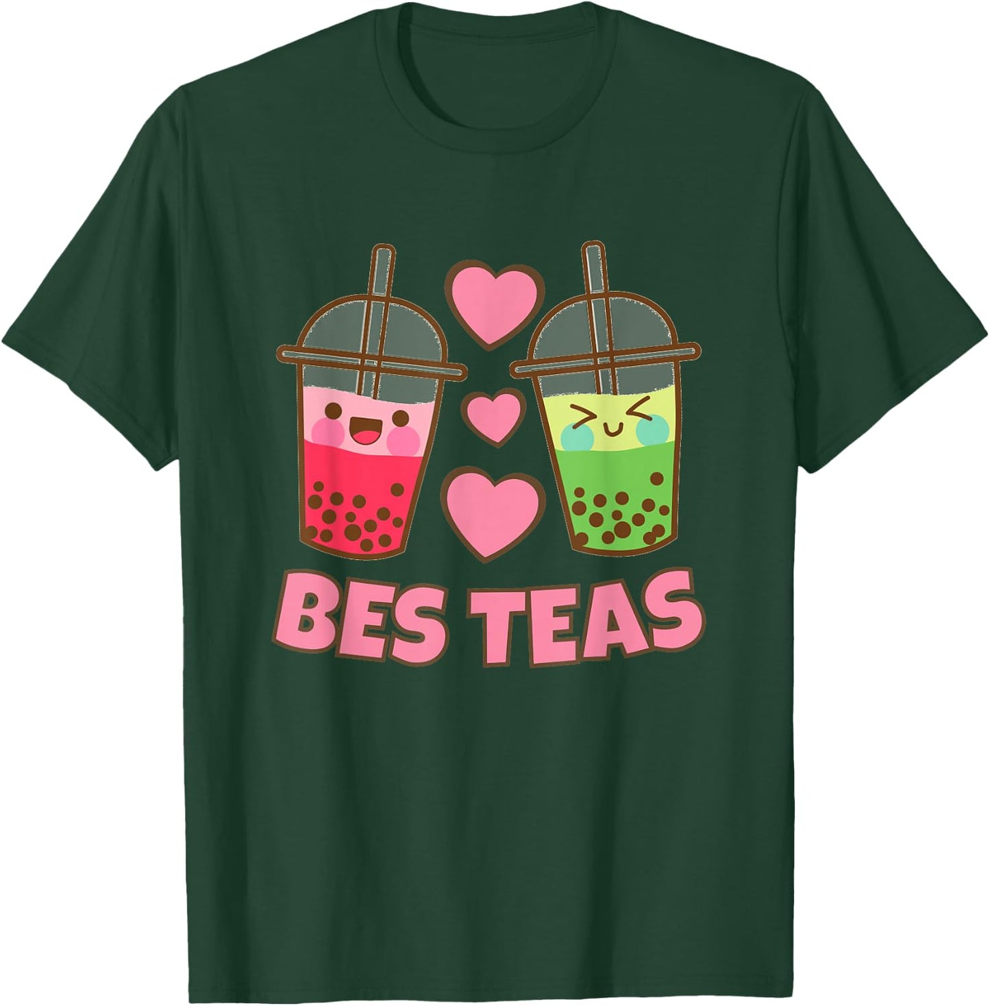BES Teas Besties Cute Kawaii Bubble Tea Boba Best Friend Small T-Shirt - T-Shirt | Forest