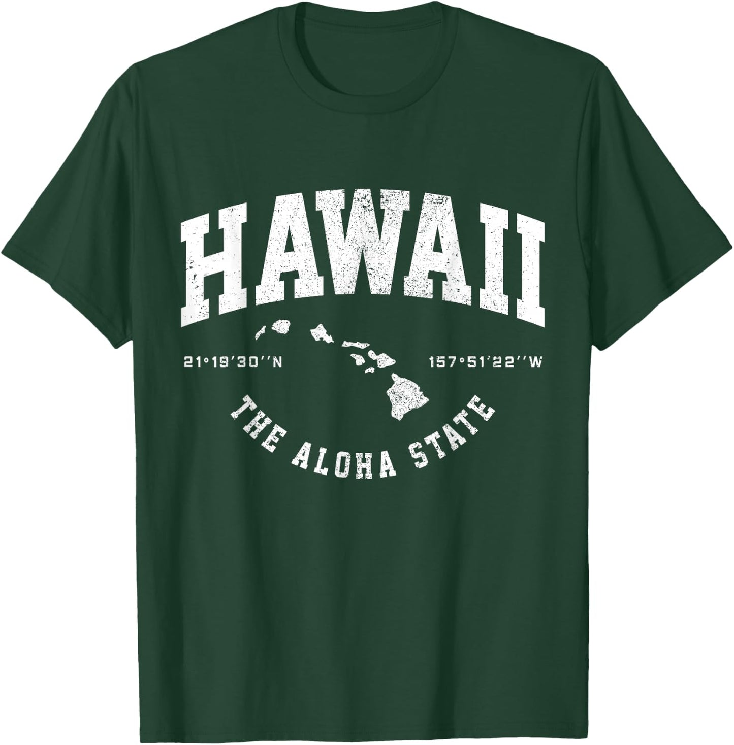 Hawaii Hawaiian Islands Coordinates State Map Souvenir Gift T-Shirt - T-Shirt | Forest