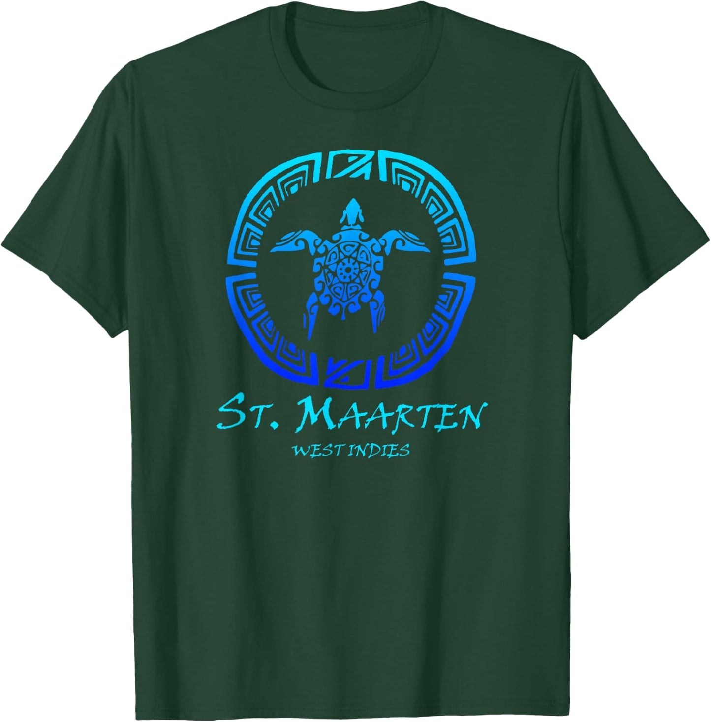 St. Maarten, West Indies Vintage Tribal Turtle Vacation T-Shirt - T-Shirt | Forest