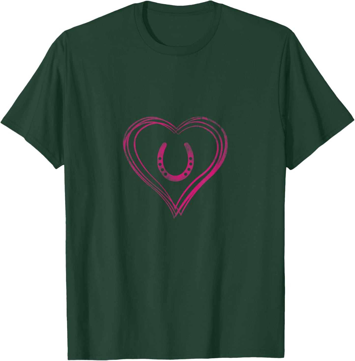 A Heart with Pink Horseshoe for Horses T-Shirt - T-Shirt | Forest