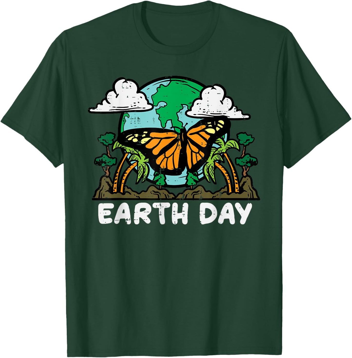 Earth Day Monarch Butterfly Cute Environment Men Women Kids T-Shirt - T-Shirt | Forest