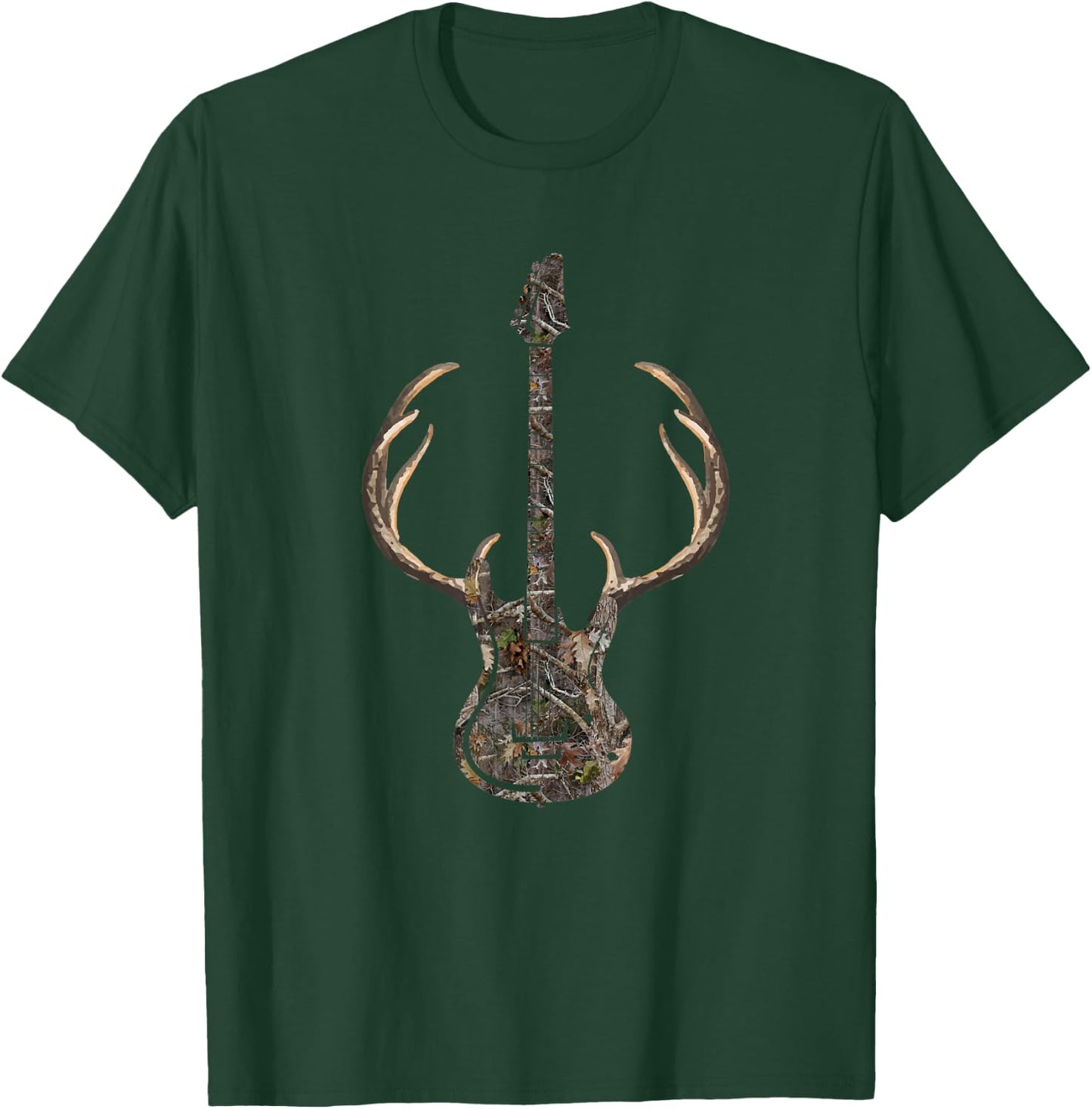 Camouflage Deer Guitar Hunting T-Shirt - T-Shirt | Forest