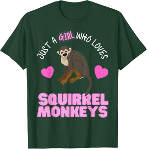 Just A Girl Who Loves Squirrel Monkeys Girls Squirrel Monkey T-Shirt - T-Shirt | Forest