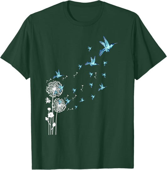 Cute Dandelion hummingbird bird motif bird of paradise T-Shirt - T-Shirt | Forest