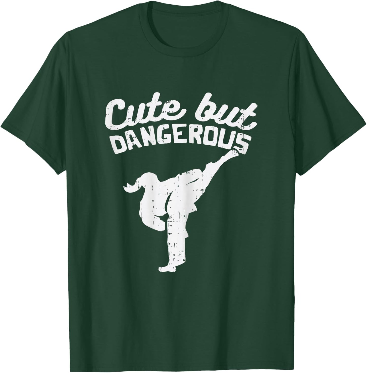 Cute But Dangerous Girl Ponytail Kick Karate Taekwondo Gift T-Shirt - T-Shirt | Forest