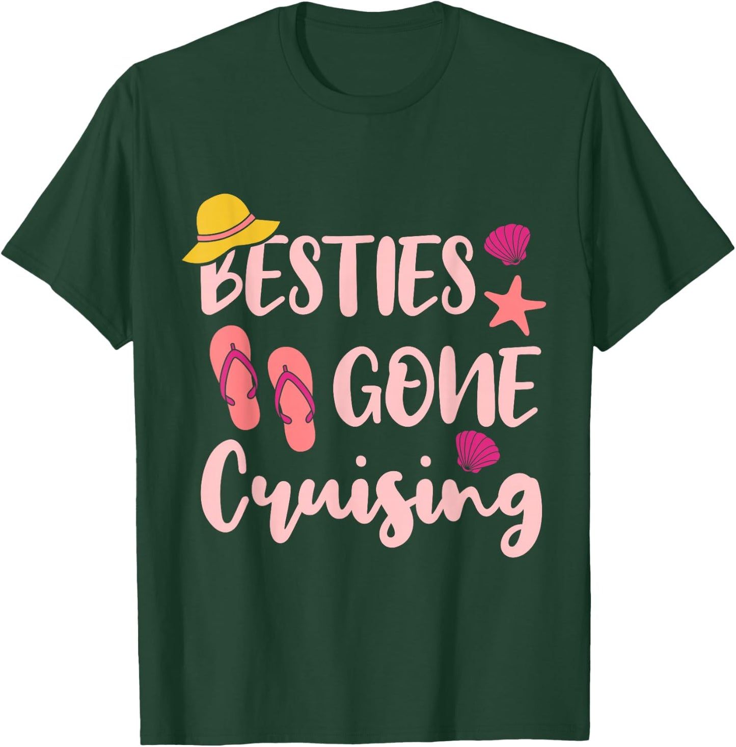 Besties Gone Cruising Ladies Girls Girlfriends Cruise Vacay T-Shirt - T-Shirt | Forest