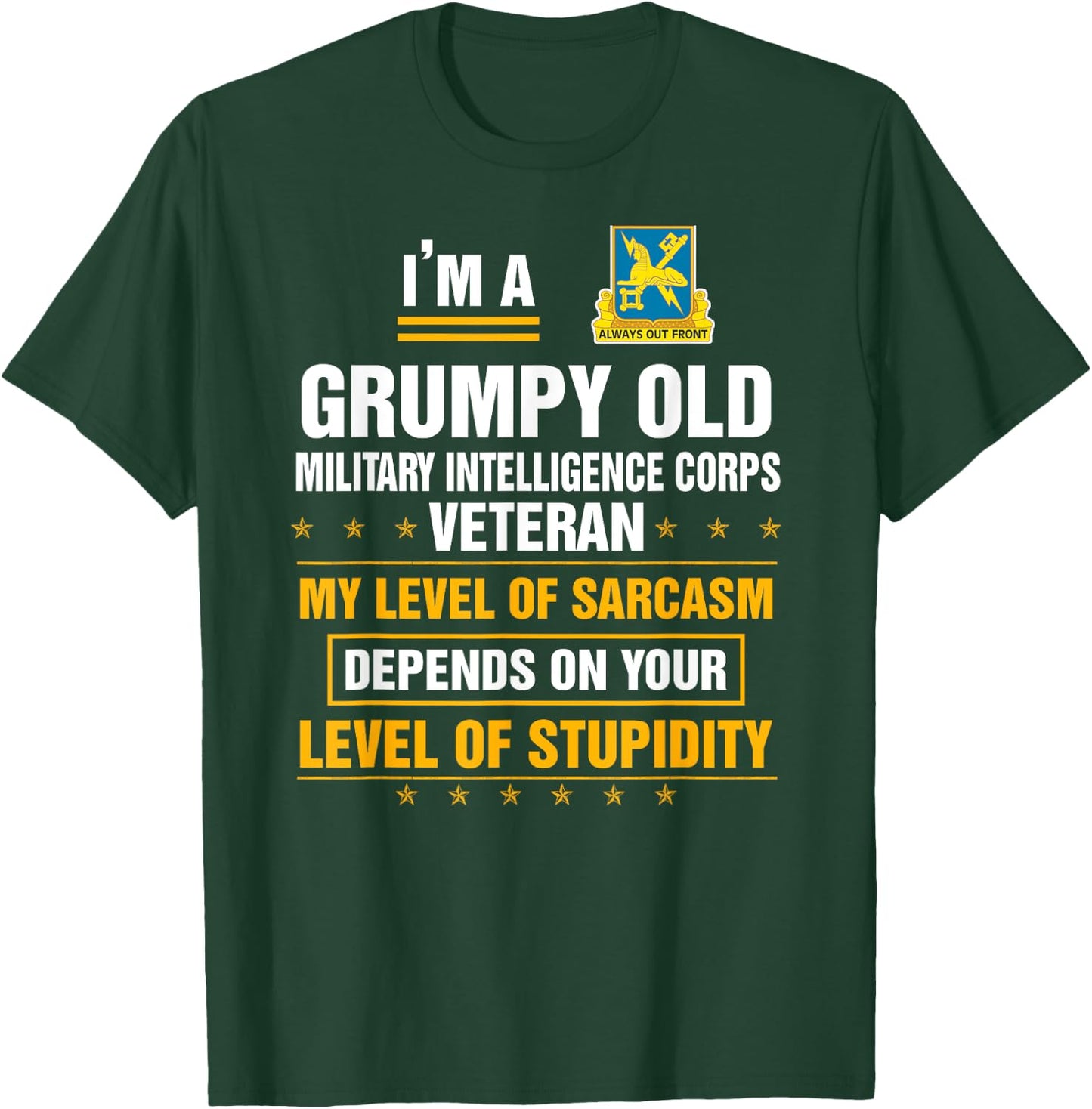Grumpy Old Military Intelligence Corps Veteran Funny Xmas T-Shirt - T-Shirt | Forest