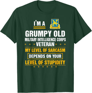 Grumpy Old Military Intelligence Corps Veteran Funny Xmas T-Shirt - T-Shirt | Forest