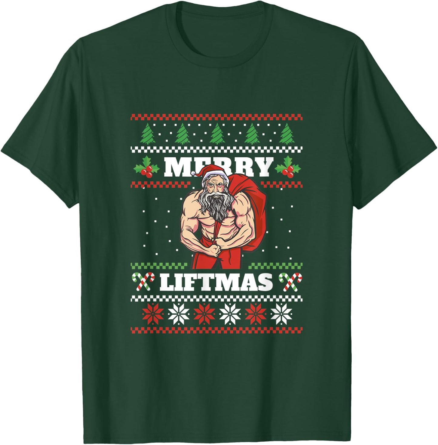 Merry Liftmas Ugly Sweater Christmas Fitness Shirt T-Shirt - T-Shirt | Forest