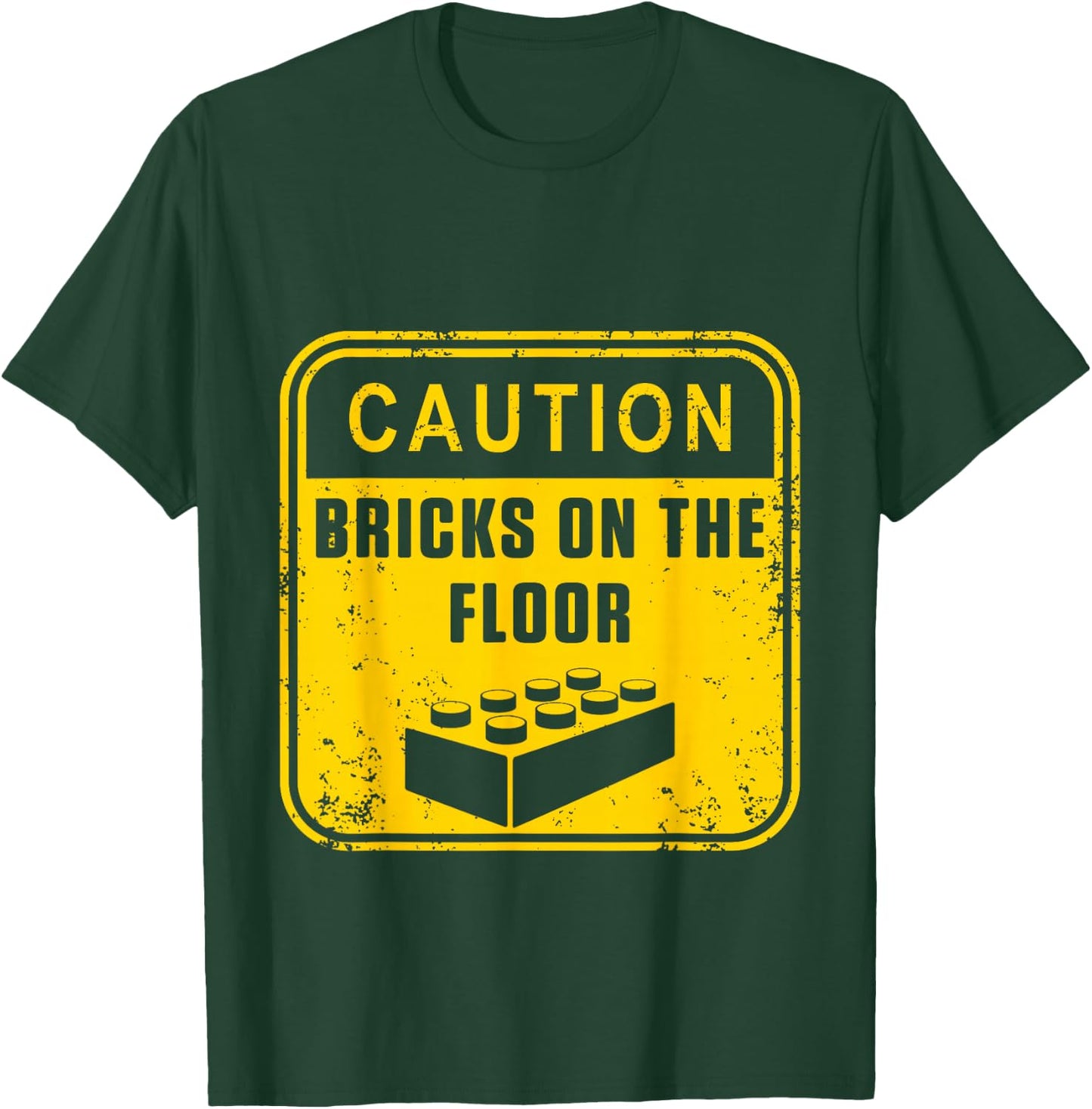 Caution Bricks On Floor Master Building Blocks T-Shirt - T-Shirt | Forest