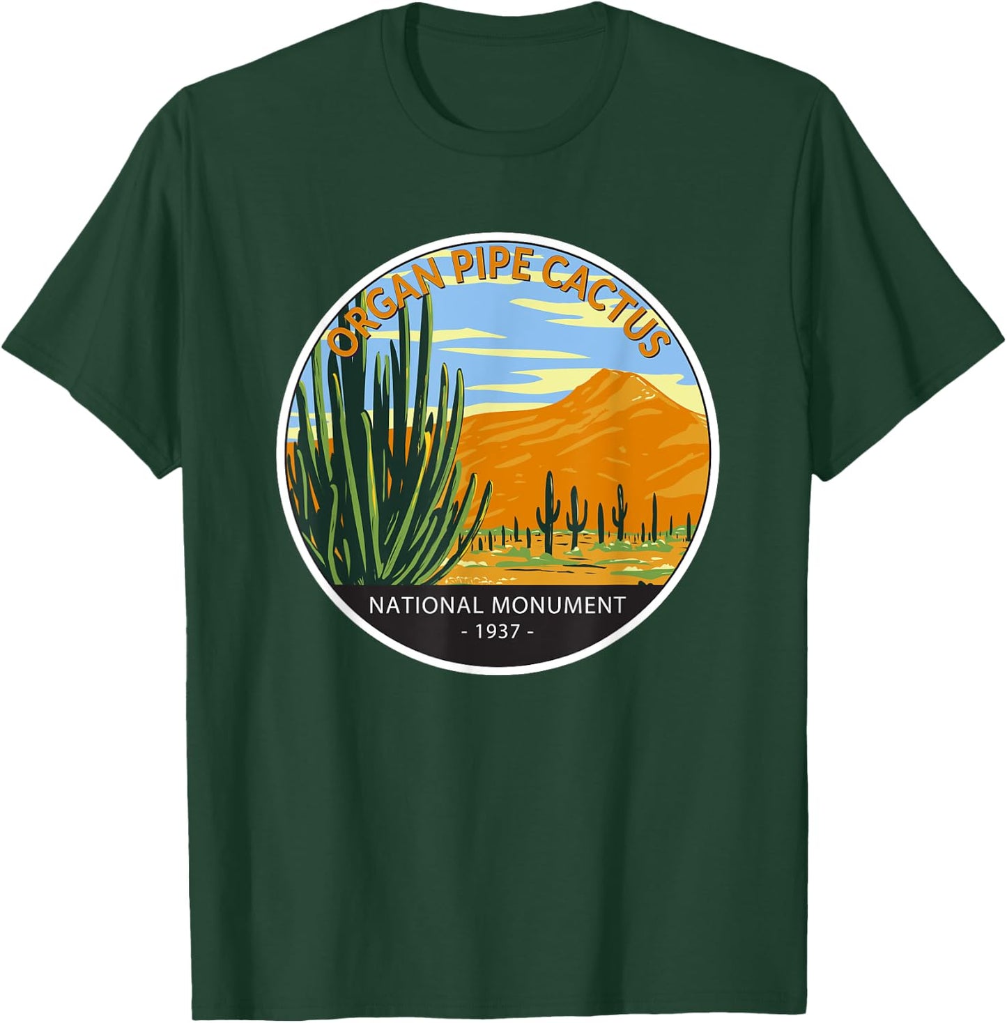 Organ Pipe Cactus National Monument Arizona Vintage Circle T-Shirt - T-Shirt | Forest