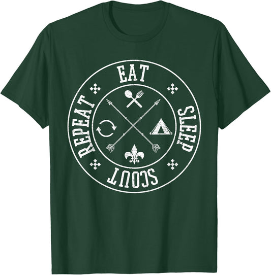 Eat Sleep Scout Repeat - Funny Outdoor Camping Nature Gift T-Shirt - T-Shirt | Forest