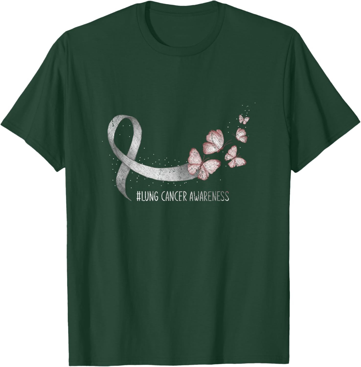 Pretty White Ribbon Support Lung Cancer Awareness T-Shirt - T-Shirt | Forest