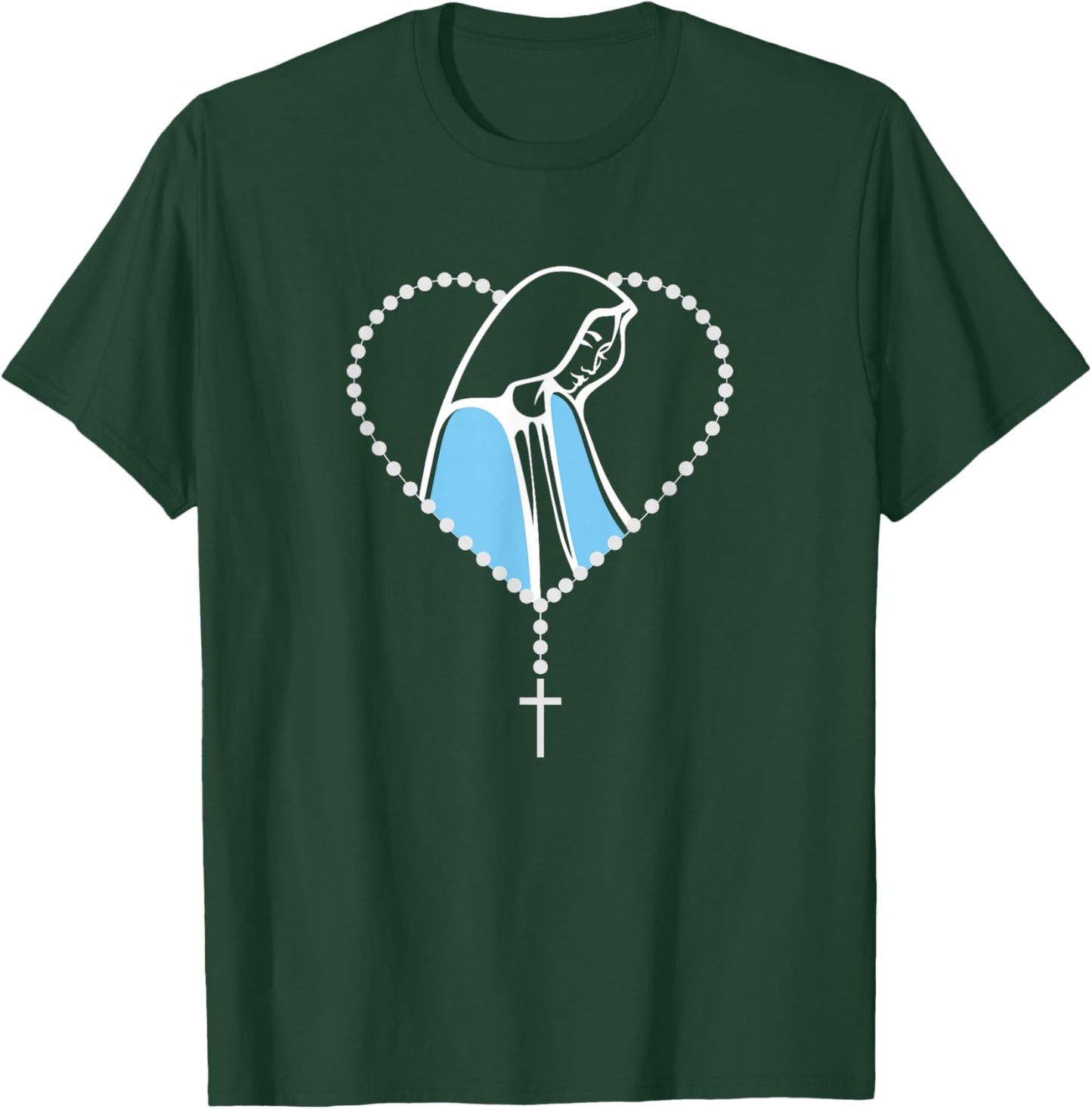 Holy Rosary Virgin Mary Catholic Gift T-Shirt - T-Shirt | Forest