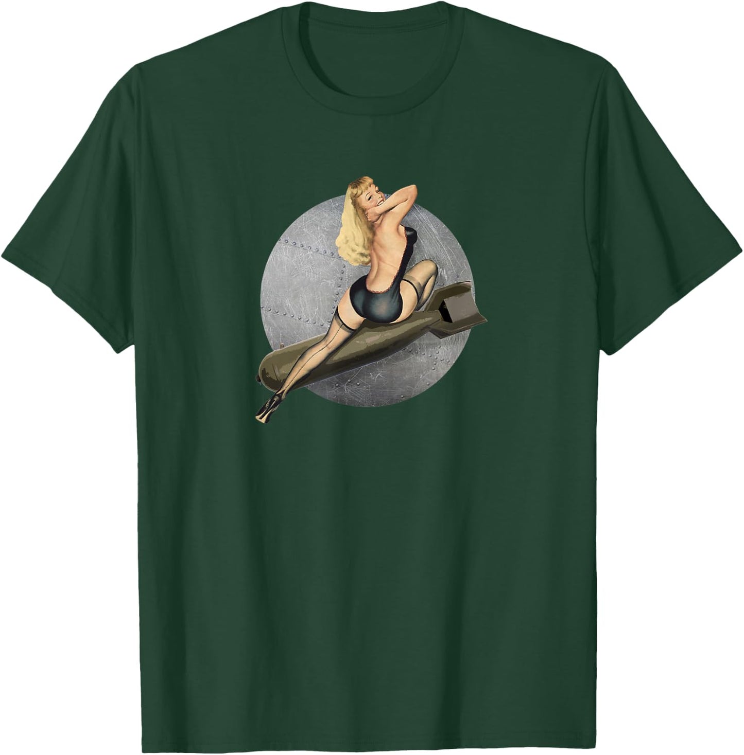 Pinup Bombs Away WW2 Retro Poster T-Shirt - T-Shirt | Forest