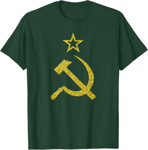 Cool Gold Soviet Union Cccp Hammer Sickle USSR Flag T-Shirt - T-Shirt | Forest