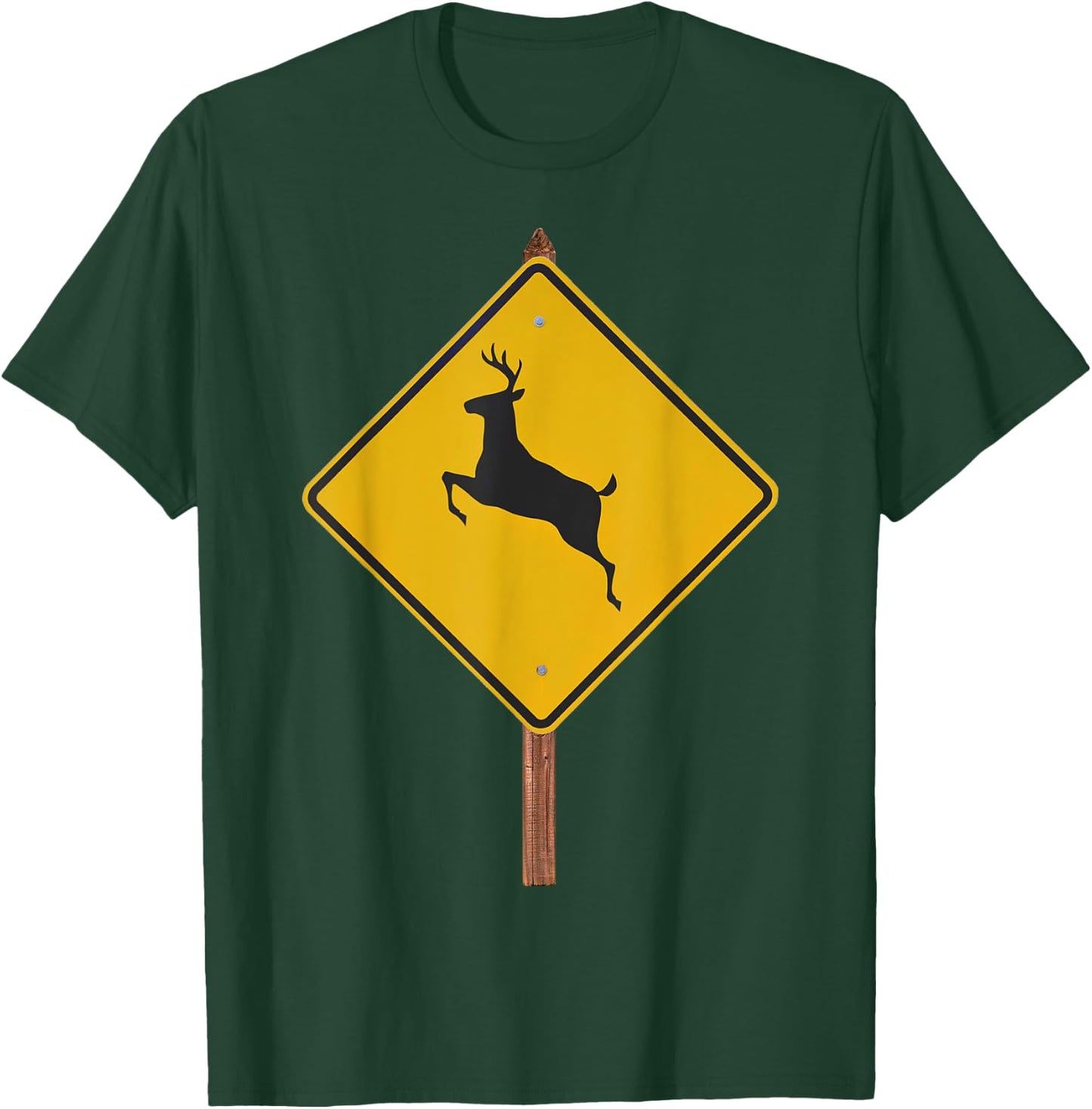 Deer Crossing Road Sign Costume T-Shirt - T-Shirt | Forest