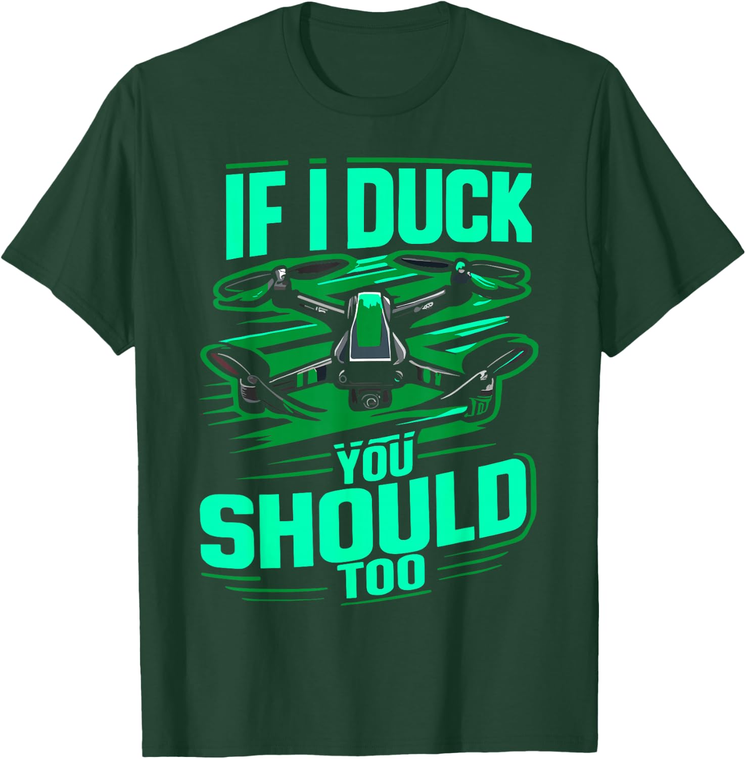 Funny Drone Shirts Men's Drone Enthusiast Black Short Sleeve Cotton Blend Funny Drone Design T-Shirt - T-Shirt | Forest
