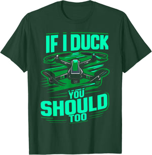 Funny Drone Shirts Men's Drone Enthusiast Black Short Sleeve Cotton Blend Funny Drone Design T-Shirt - T-Shirt | Forest