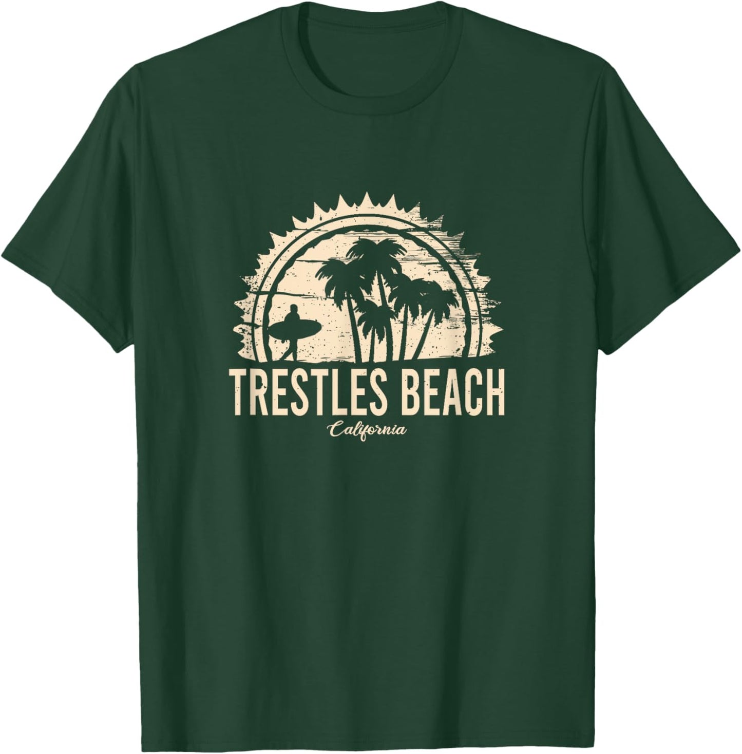 Trestles Beach California Retro Surf Vintage Sunset Palms Men Women Kids T-Shirt - T-Shirt | Forest