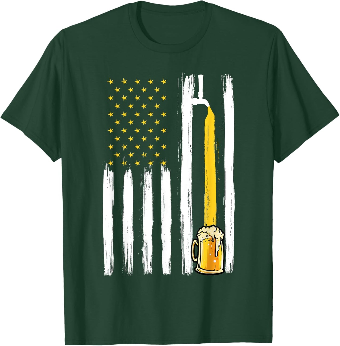 Craft Beer American Flag USA 4th Of July Brewery America Women Men T-Shirt - T-Shirt | Forest