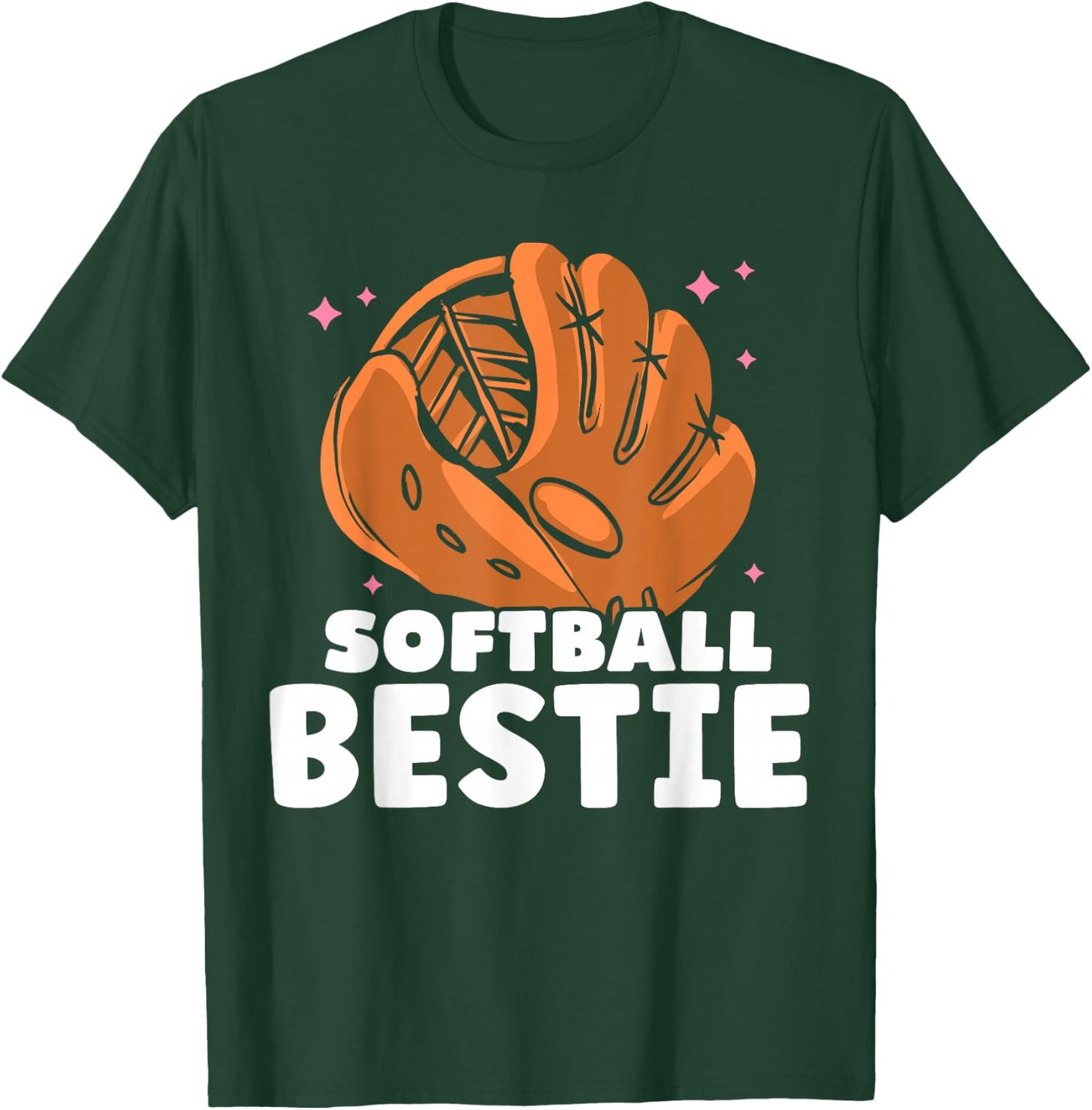 Softball Bestie Cute Match Softballer Player Softball T-Shirt - T-Shirt | Forest